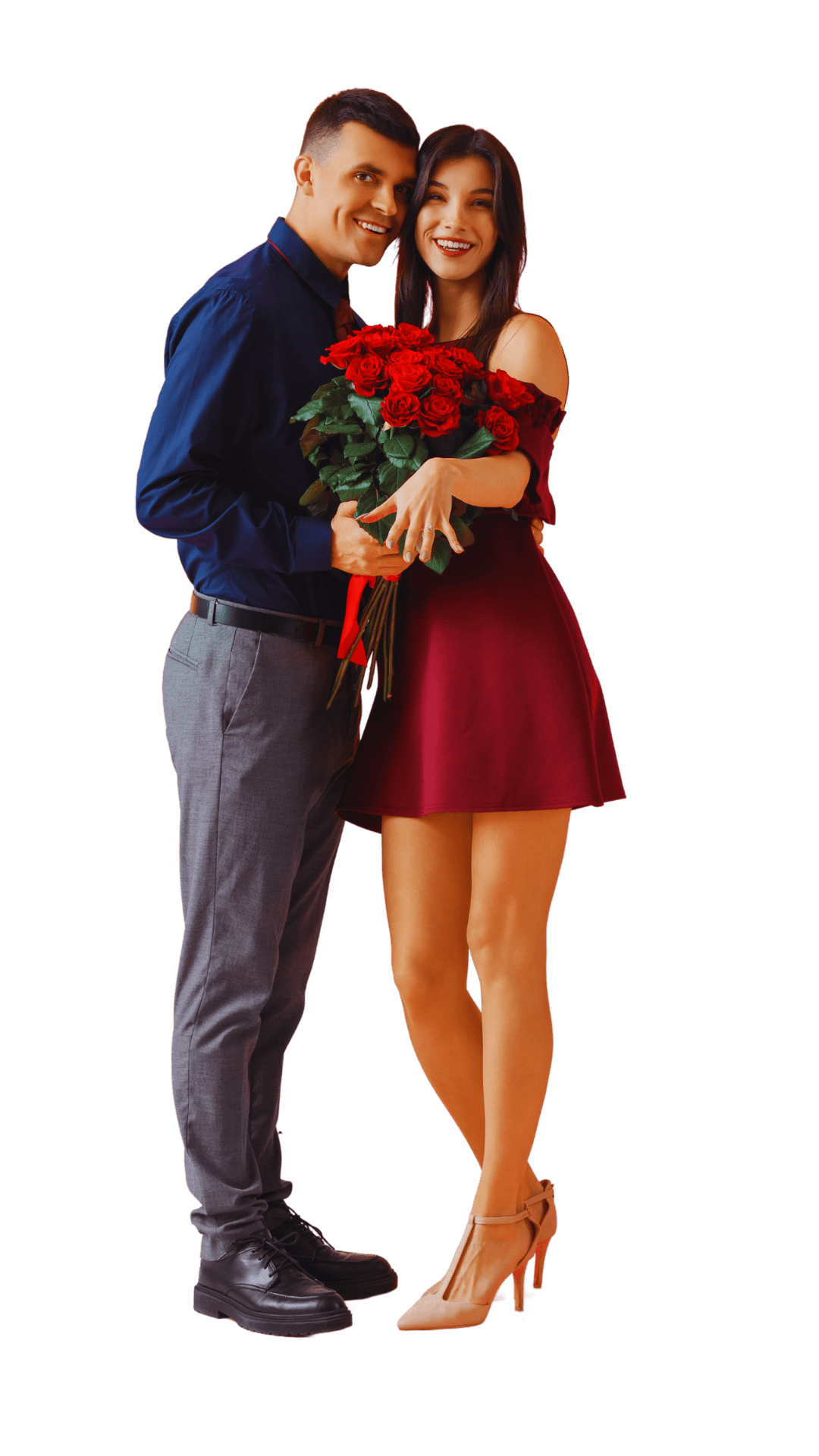 wedding couple red roses